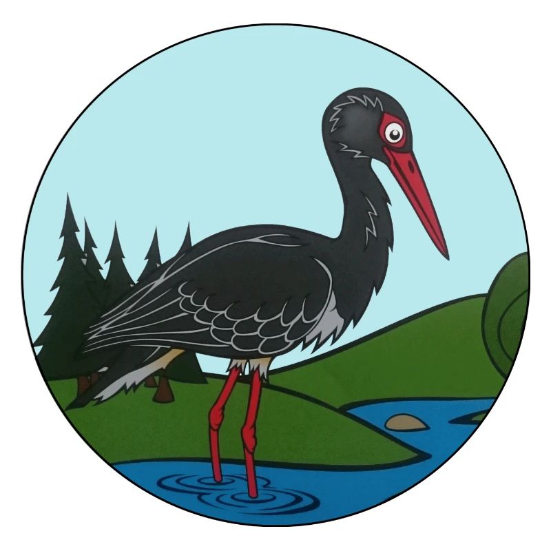 Cigogne noire en cercle