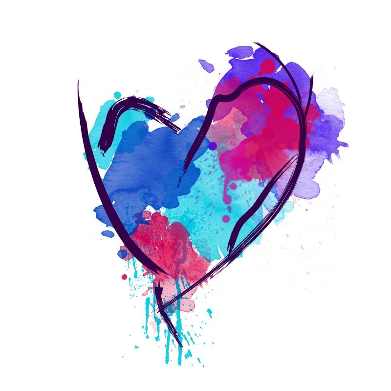 Coeur dessiné à l'aquarelle