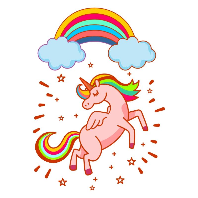 Weibliches glückliches Einhorn mit Regenbogen