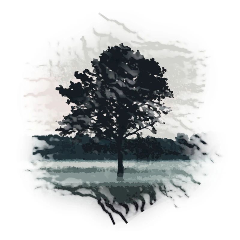 Tree in nature in paint style
