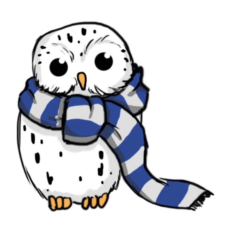 Schneeeule Blau-Weiß