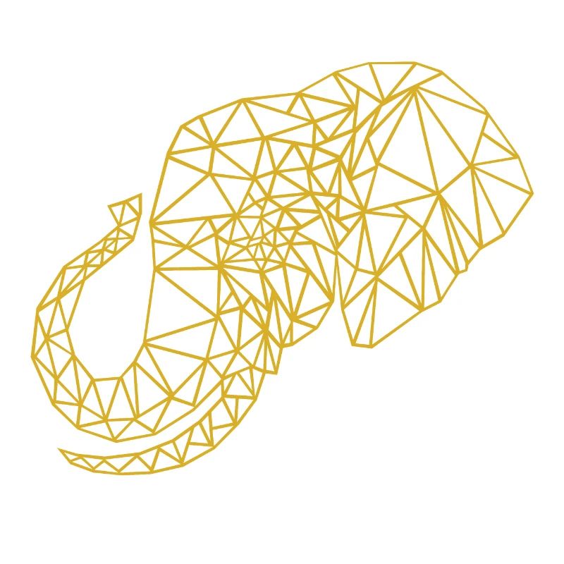 Low Poly Art Eléphant Or - Idée cadeau