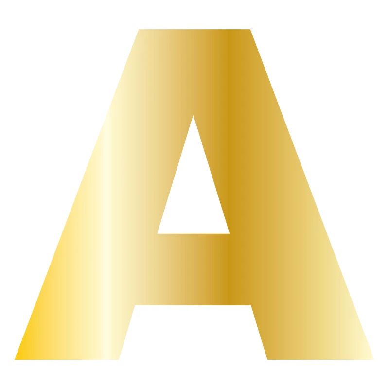 Letter A Gold Text