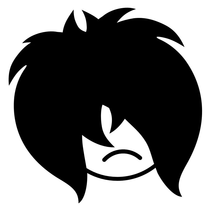 Sad unhappy emo long black hair