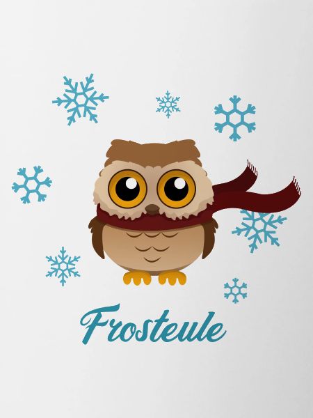 Frosteule Frostbeule eule mit schal