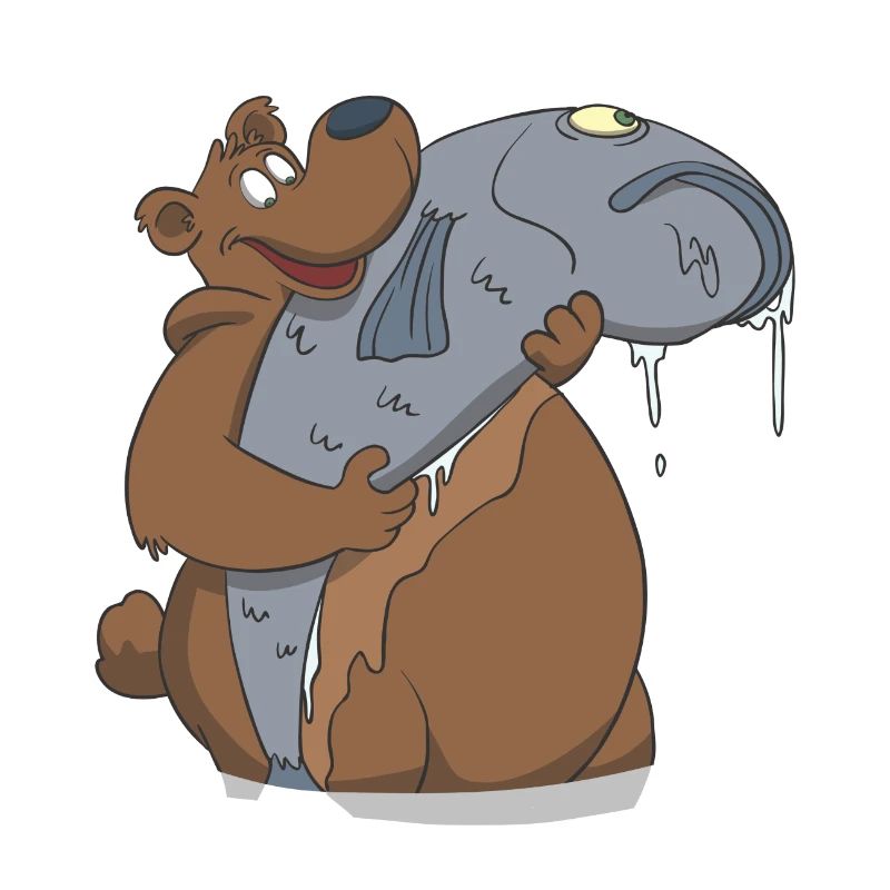 Ein Bär mit Angler Trophäe Fisch Geschenk
