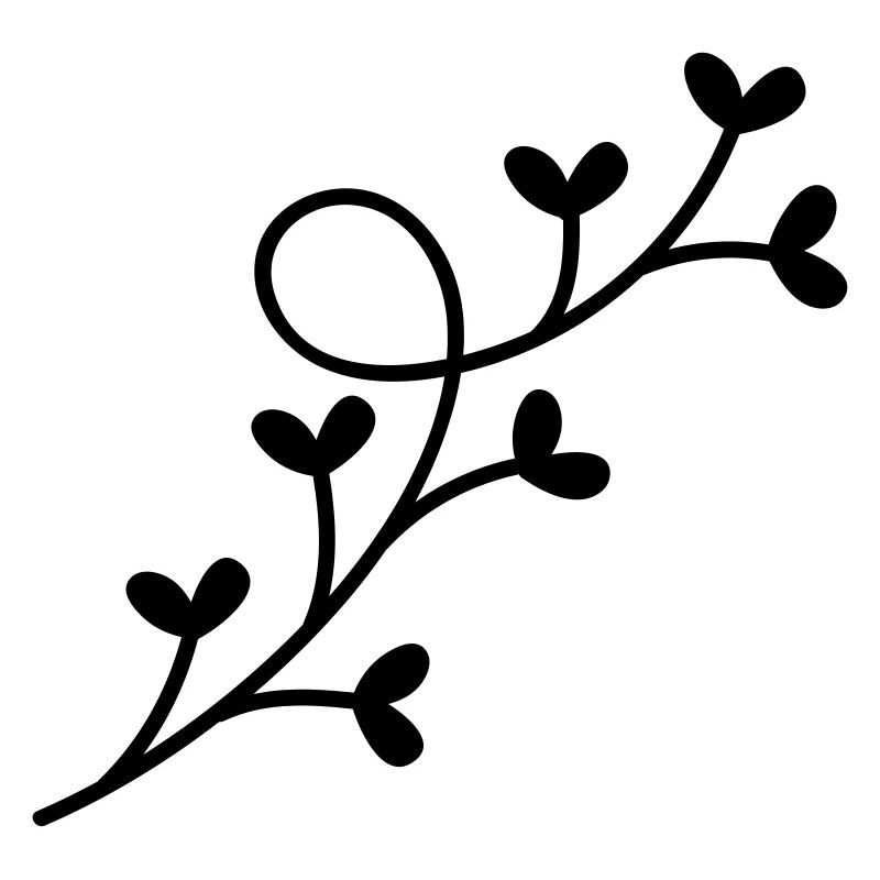 Branche coeur fleurs branche laisse gui amour