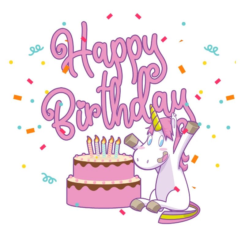 Geburtstagsfeier mit einem Einhorn und Kuchen