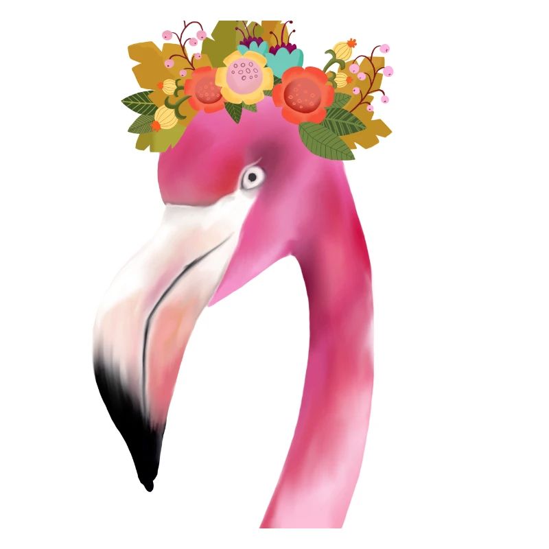 Flamingo with wreath