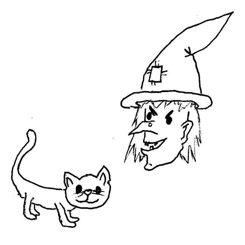 Witch with cat