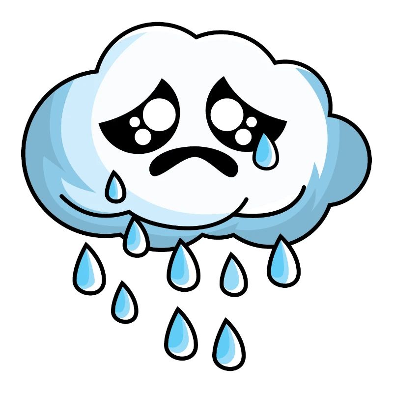 Sad cloud with rain