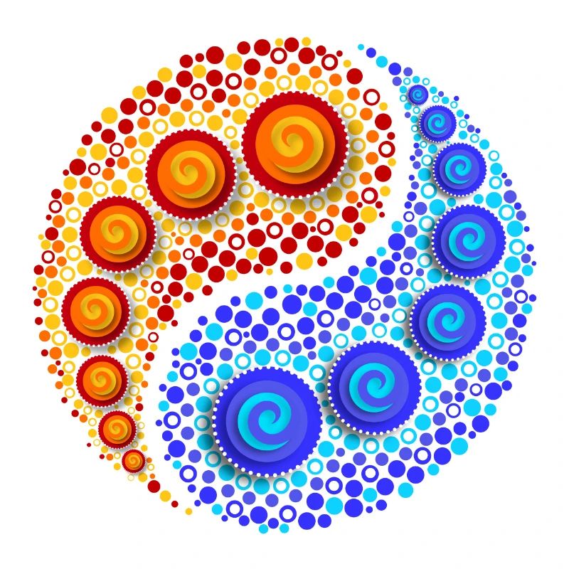 Yin Yang, Elements, Dot Art, Mosaic, Spiral