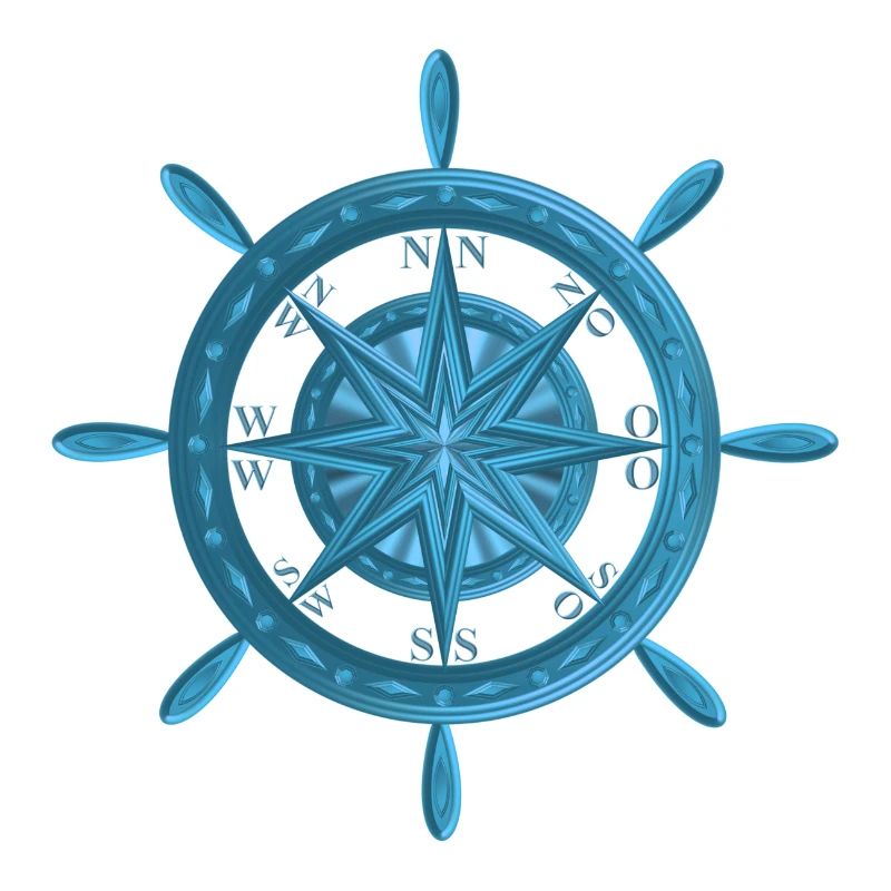 Steering wheel with wind rose