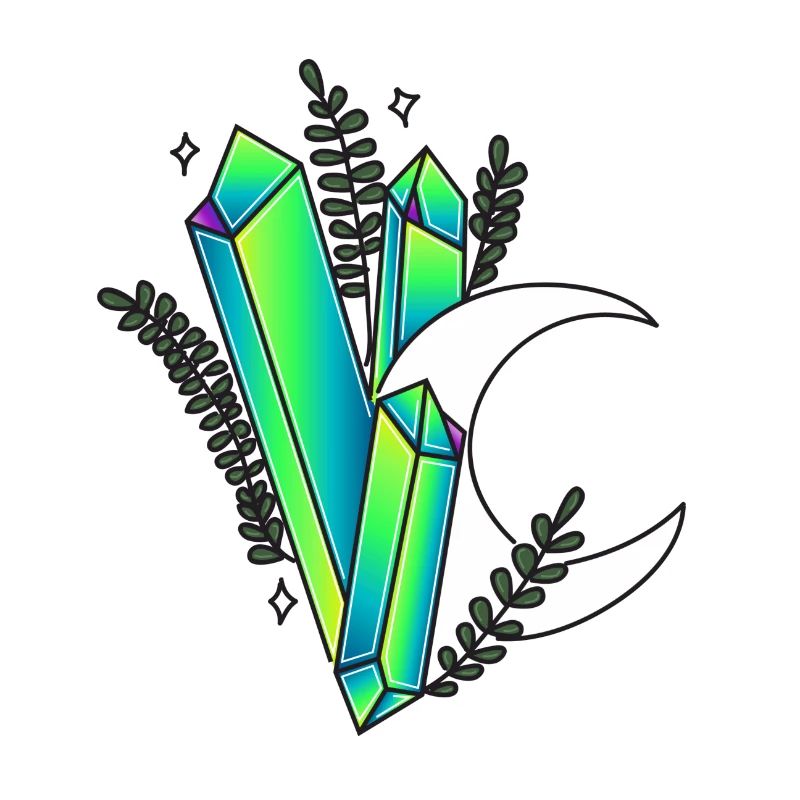Crescent with crystals