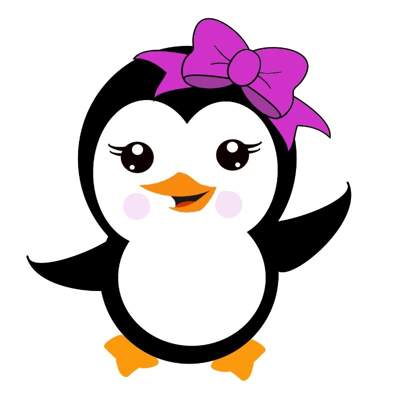 Penguin with a purple bow