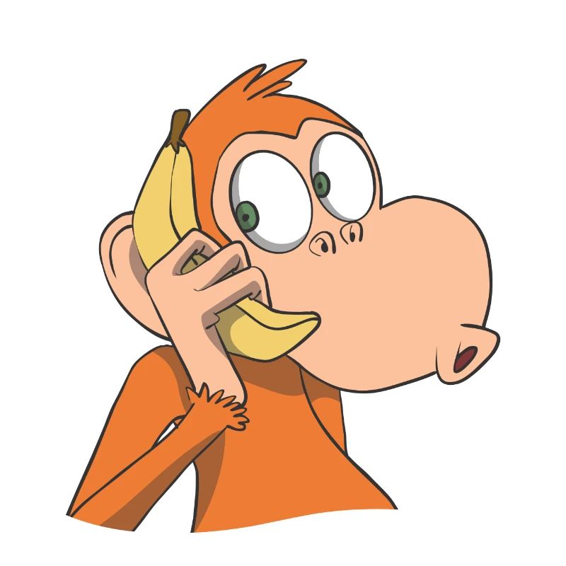 Affe mit Bananen Telefon