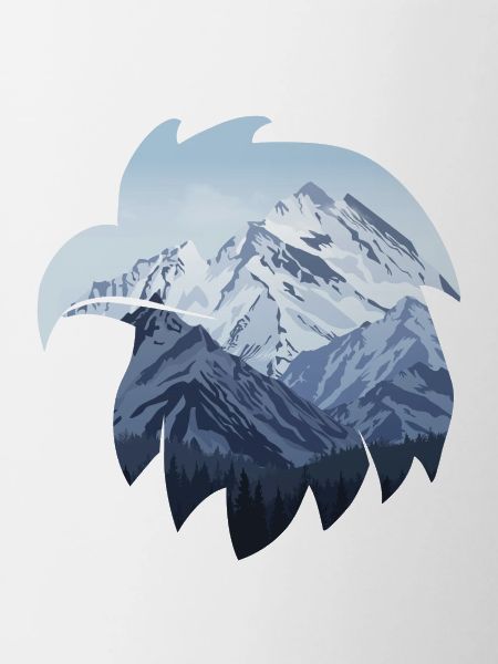 Eagle and snow-capped mountains