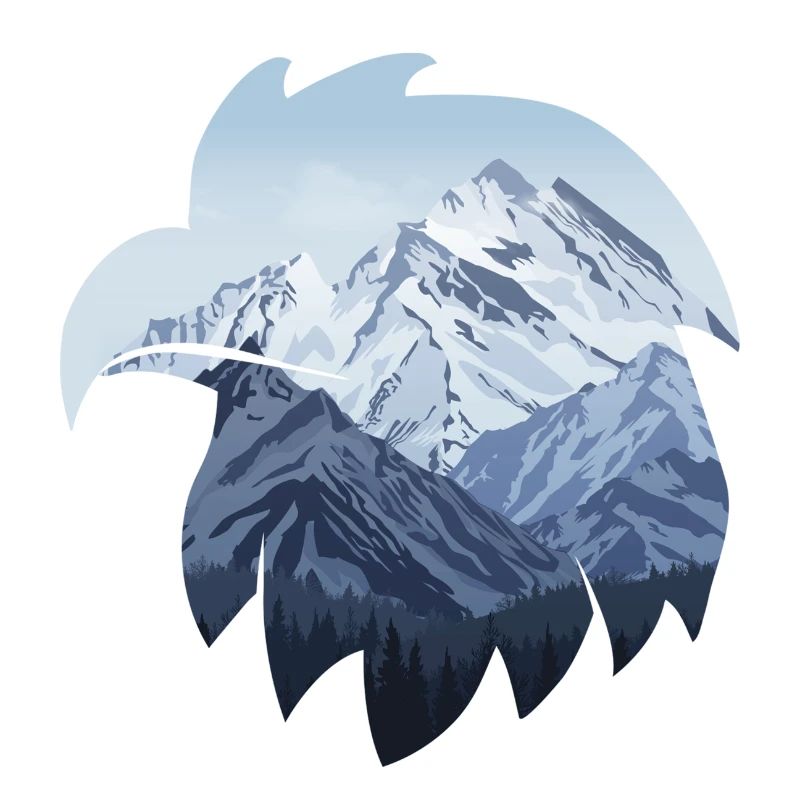 Aigle et montagnes enneigées