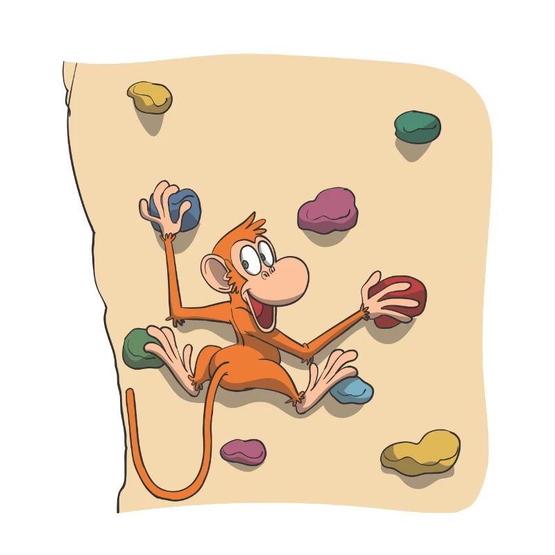 Affe beim Bouldern
