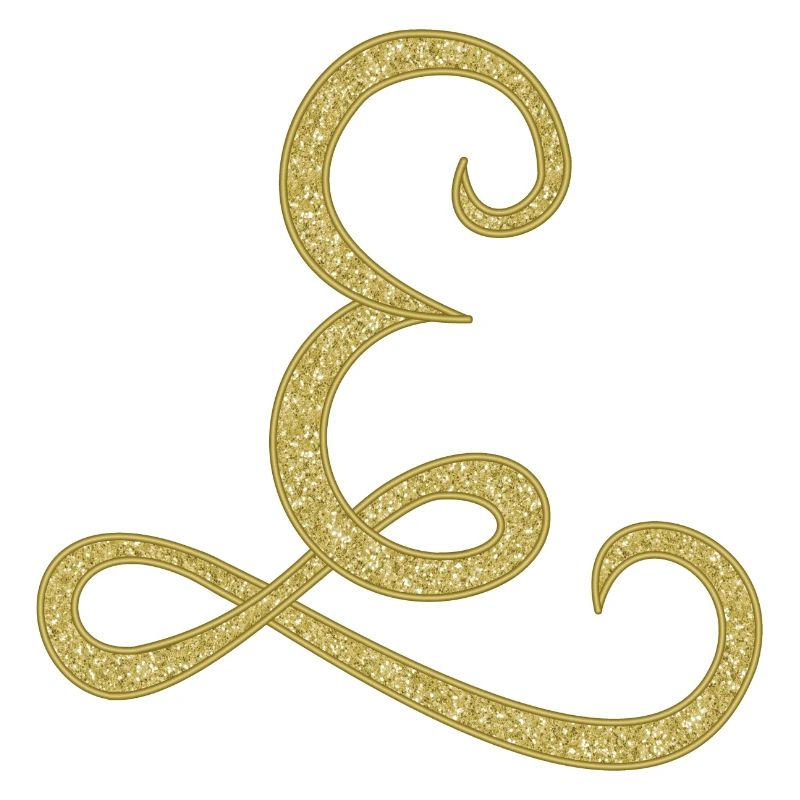 E - gold, letter, alphabet, monogram