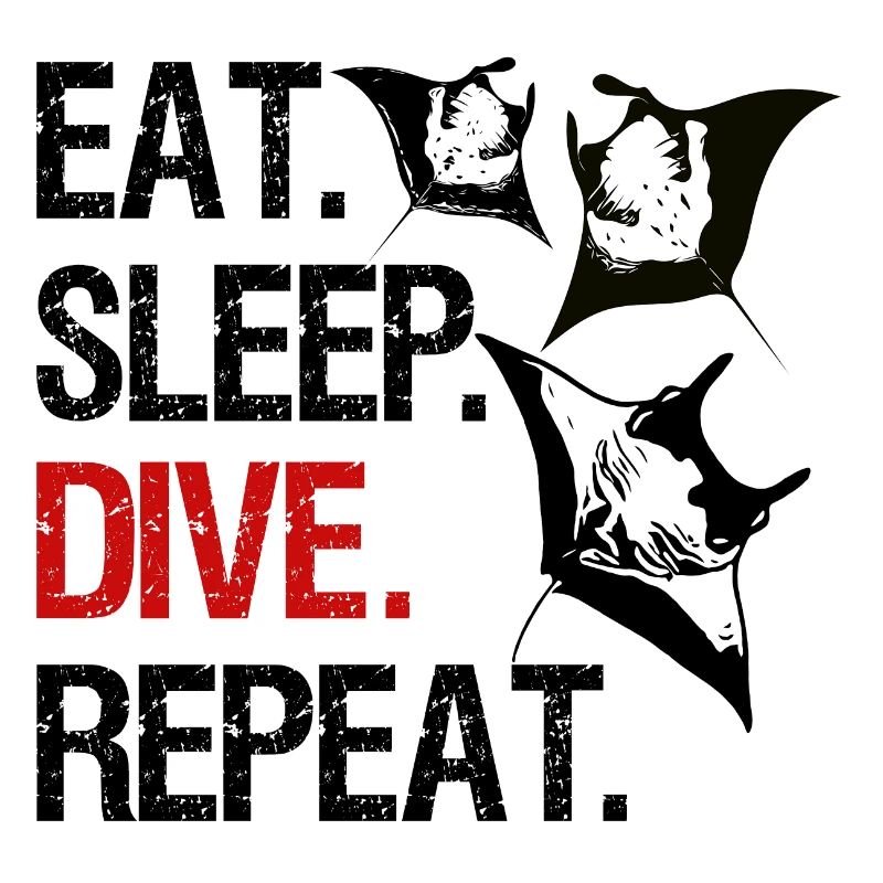Eat Sleep Dive Repeat - Manta Schwarm