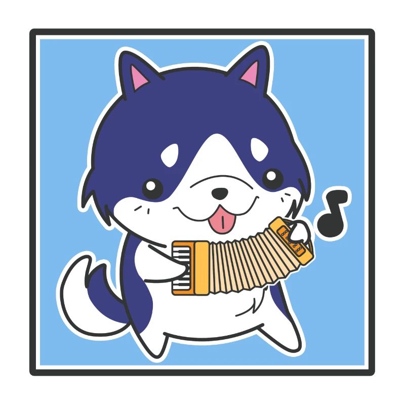 Chien avec accordéon