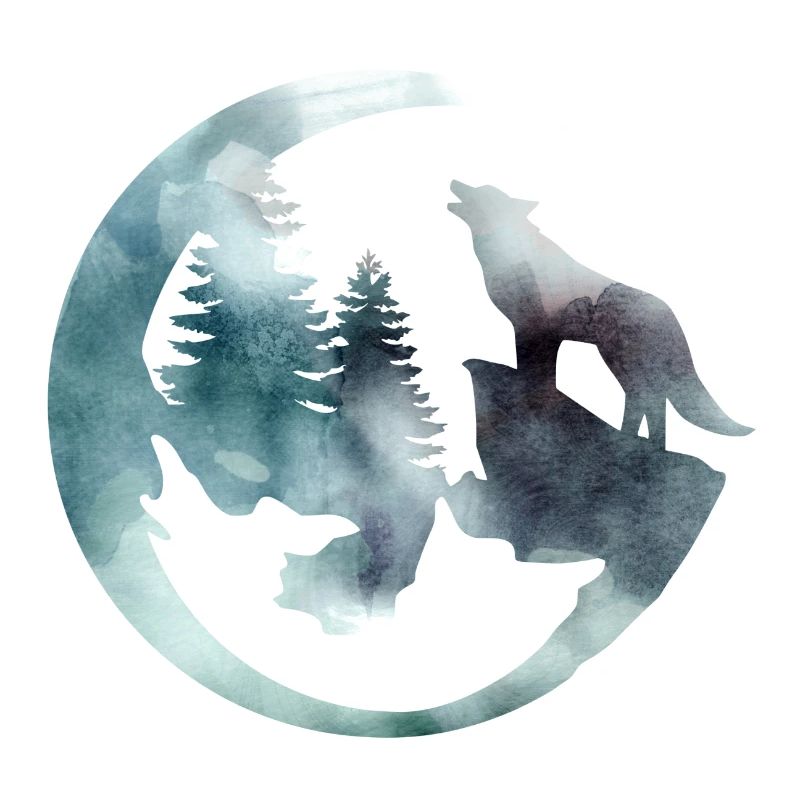 Aquarell Heulender Wolf