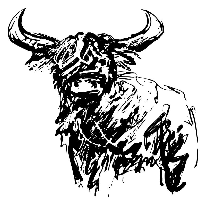 scottish highlander ink drawing