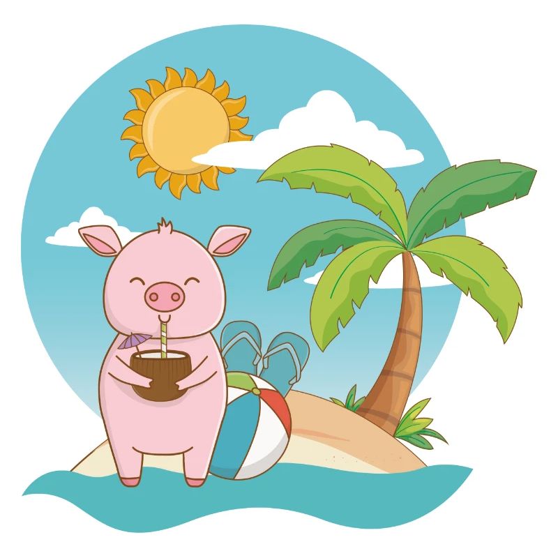 Cochon sur la plage