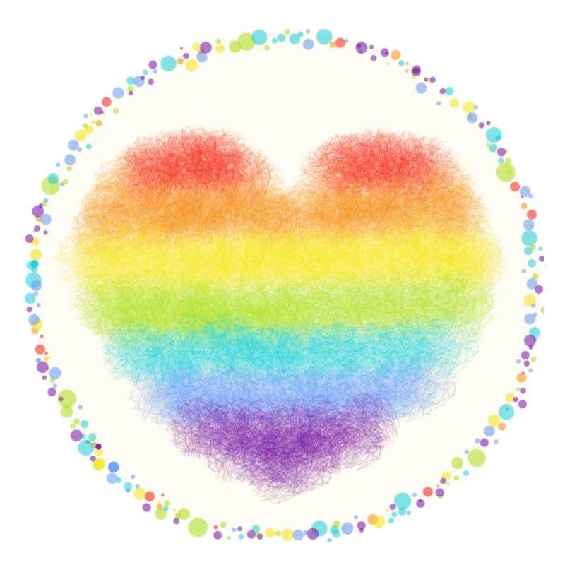 Regenbogen Herz mit Konfetti bunt