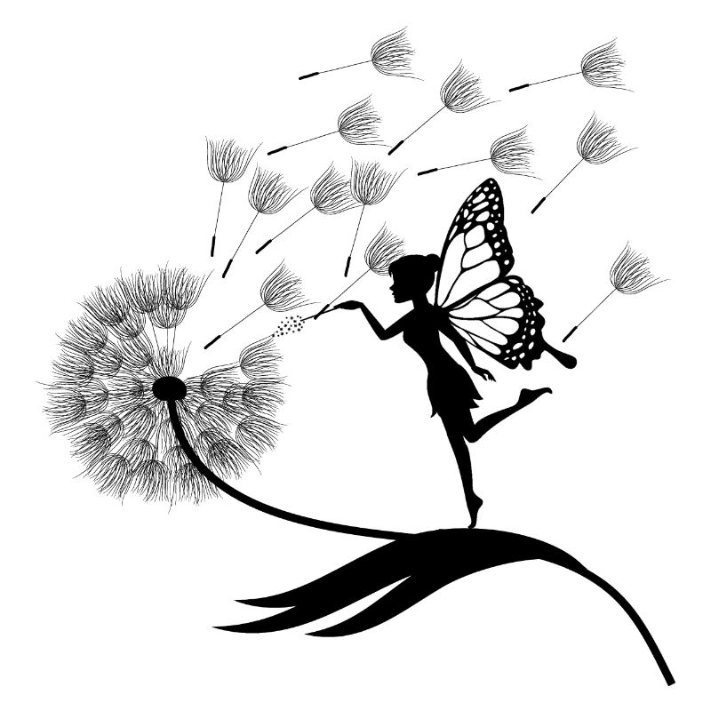 Papillons design puste fleurs prairie coeurs fées