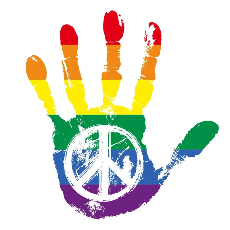 Arc-en-ciel Peace signe main LGBT
