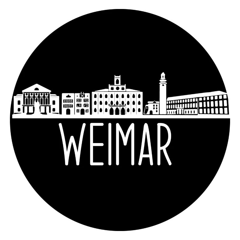 weimar, skyline, rond, coup de cisaille, noir