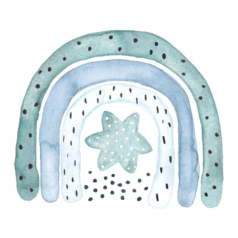 Rainbow denim blue with asterisk