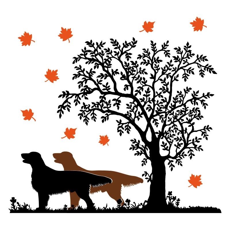 2 Flat Coated Retriever Automne