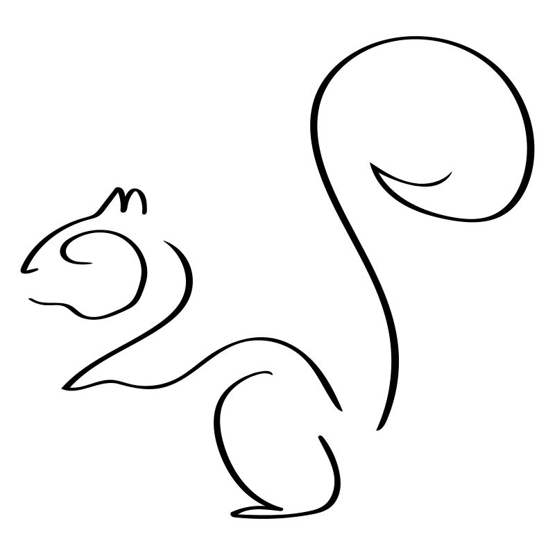 Squirrel Line Art - Minimaliste