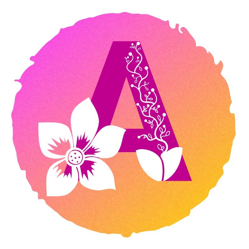 Letter A floral pattern