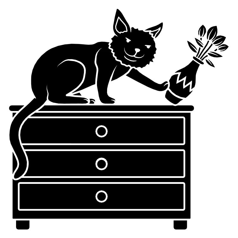 Freche Katze stößt Blumenvase