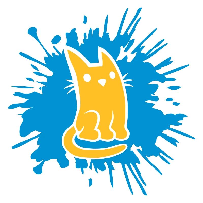 Gouttes de couleur blobs chat bande dessinée