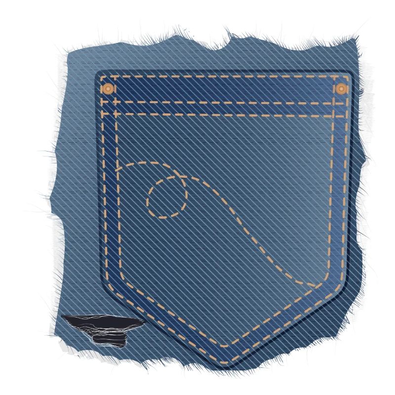 torn jeans fabric with trouser pocket