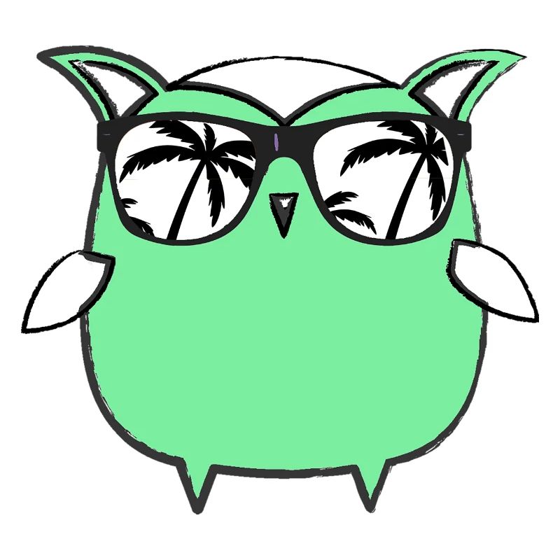 Eule, Comic, nerd, mint,urlaub,palmen,sonnenbrille