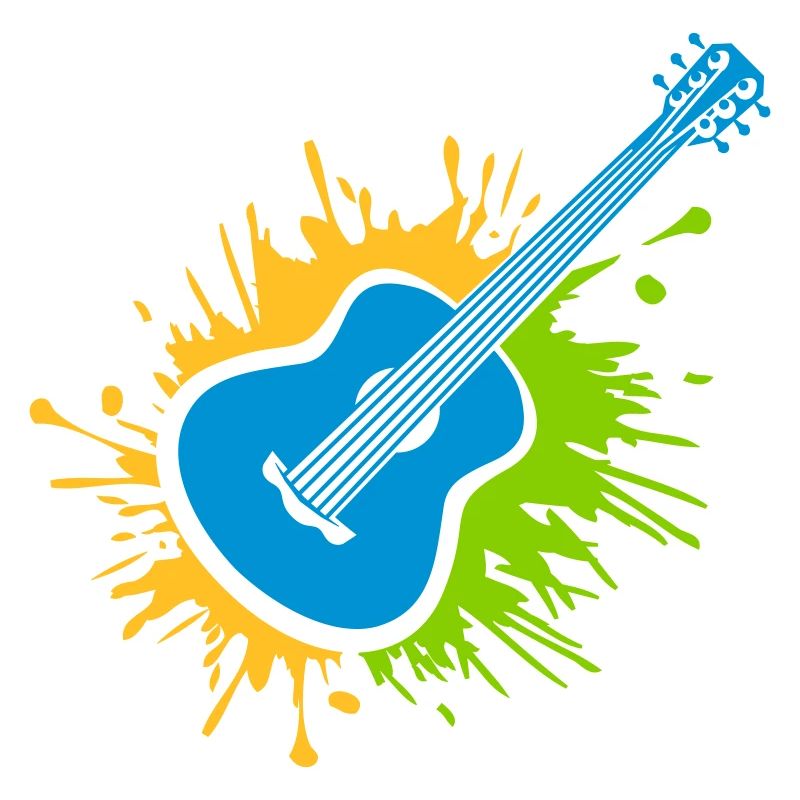 Éclaboussures colorées de gouttes de guitariste de couleur
