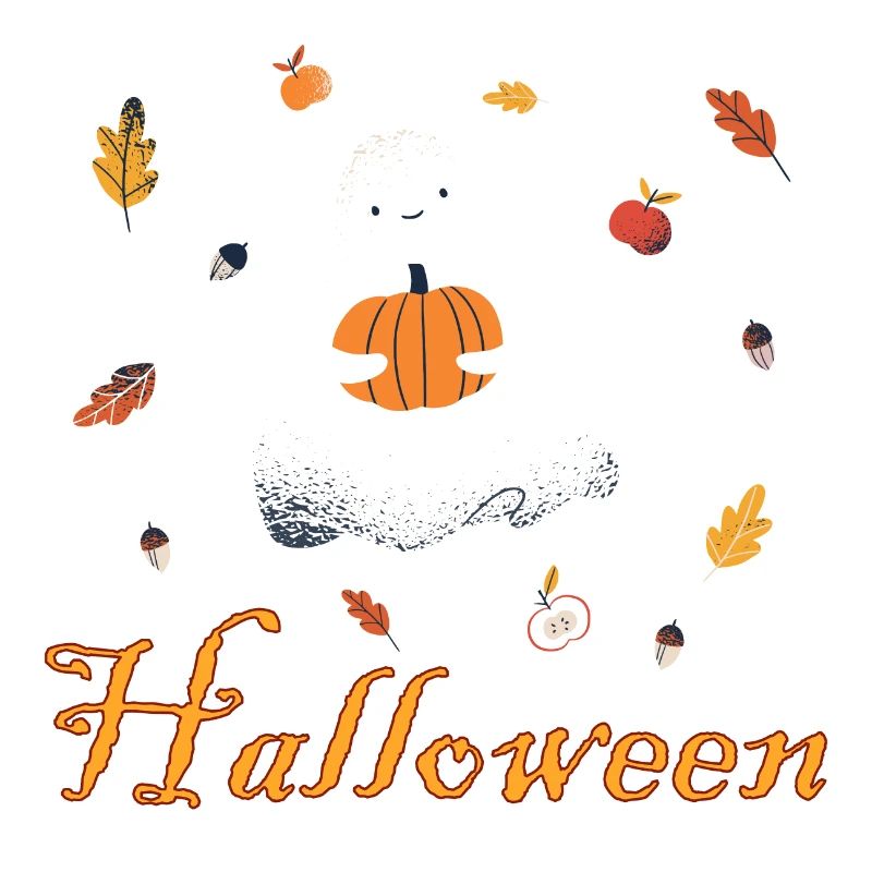 Halloween ghost with pumpkin design creepy