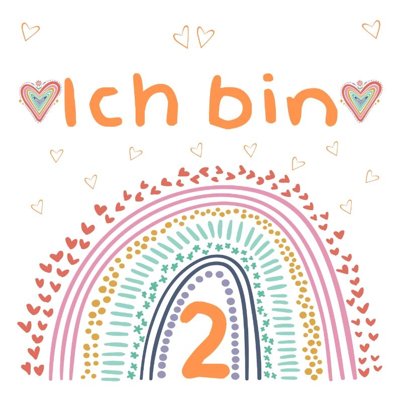 Kindergeburtstag Ich bin 2, Regenbogen Herz