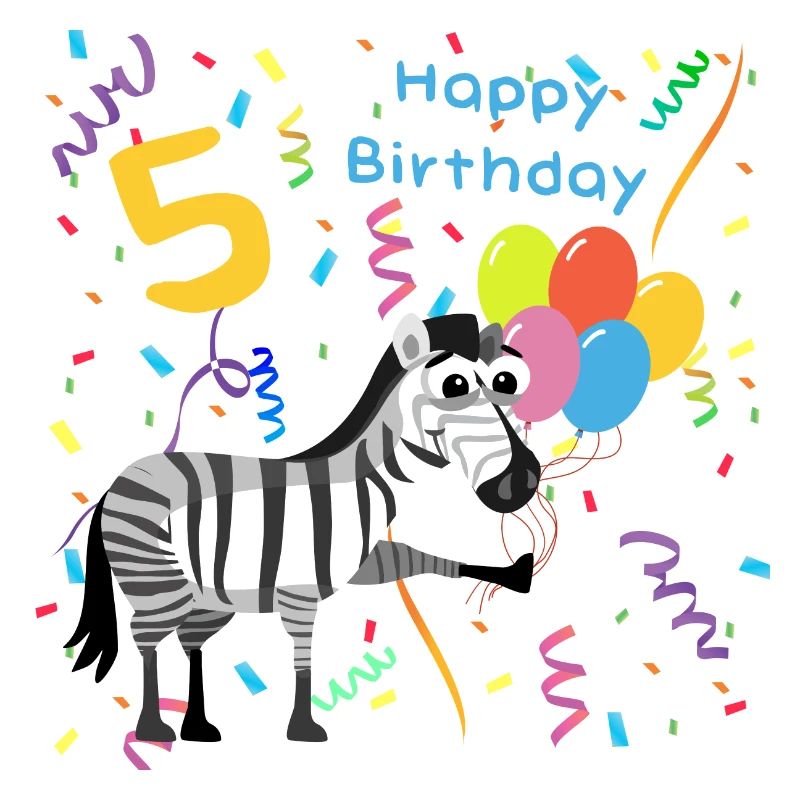 Kinder 5. Geburtstag Junge&Mädchen Zebra Zoo Wild