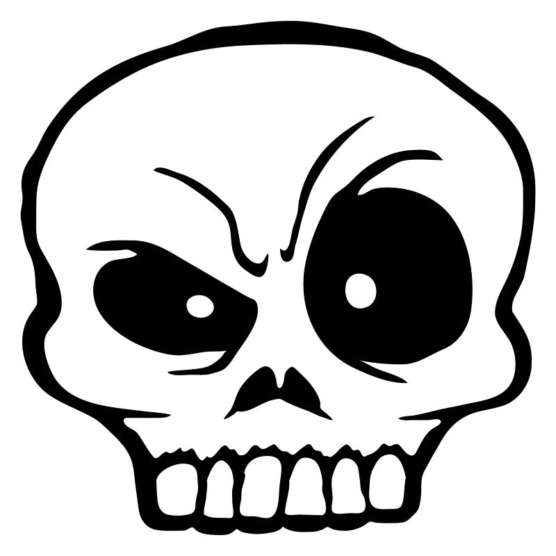 Cartoon skeptical facial expression skull