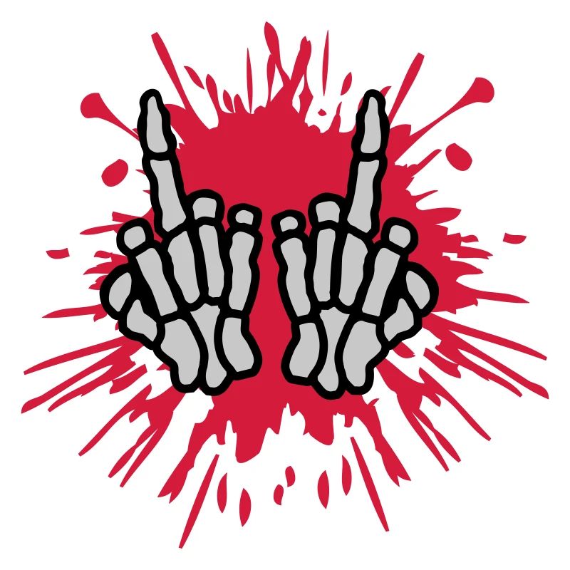 Farbklecks Mittelfinger Knochen Hände