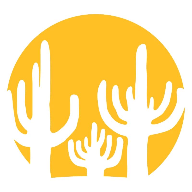 Round Silhouette Cactus Sun