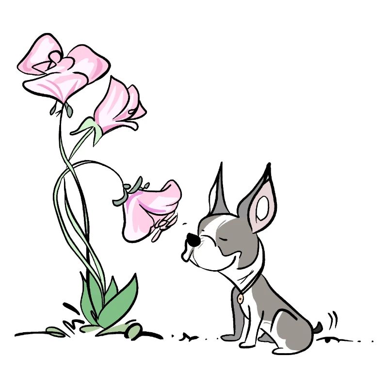 Süßer Hund mit Blümchen