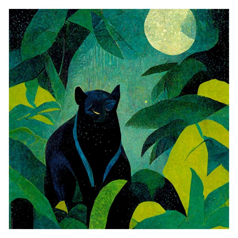 Panther im Dschungel bei Mondschein